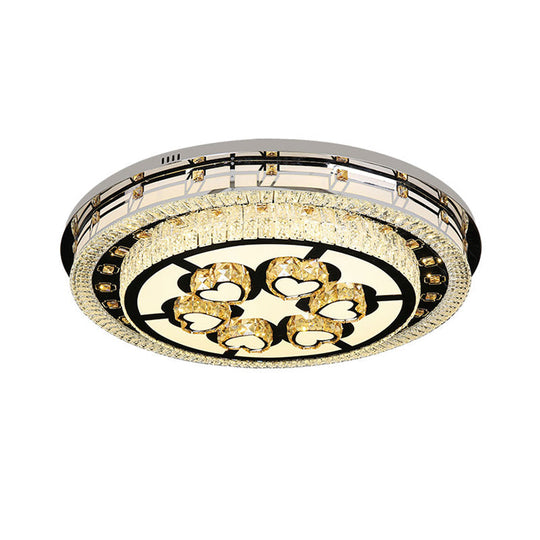 Contemporary Crystal Led Chrome Ceiling Light Fixture With Tiered Round Design For Living Room