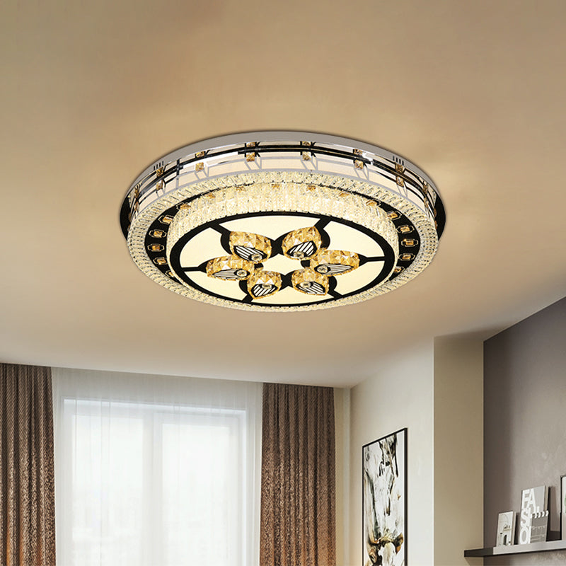 Modern Crystal Led Chrome Flush Mount Ceiling Light - Star Living Room