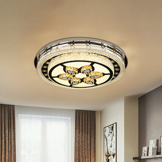 Modern Crystal Led Chrome Flush Mount Ceiling Light - Star Living Room