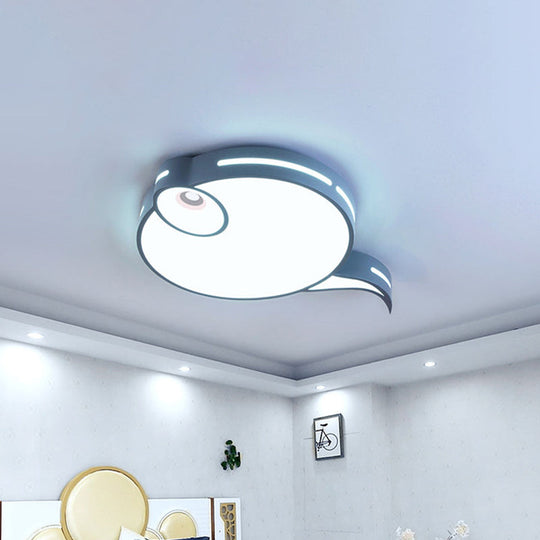 Modern Tadpole Ceiling Light - Acrylic Led Flush Mount In Gray/Blue/Pink
