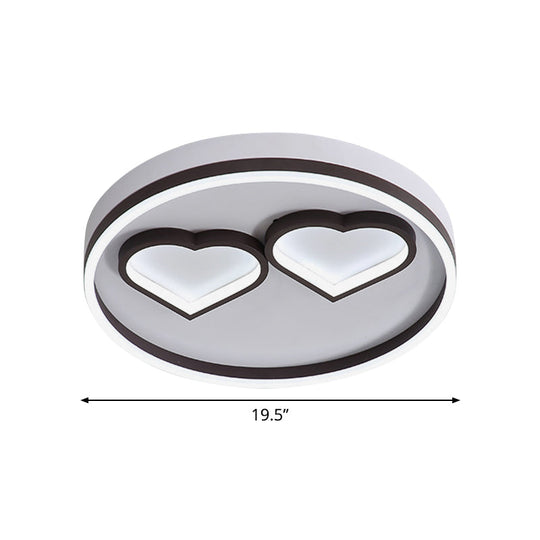 Modern Heart - Shaped Led Ceiling Light For Bedroom - Warm/White Flushmount Coffee Acrylic Mount