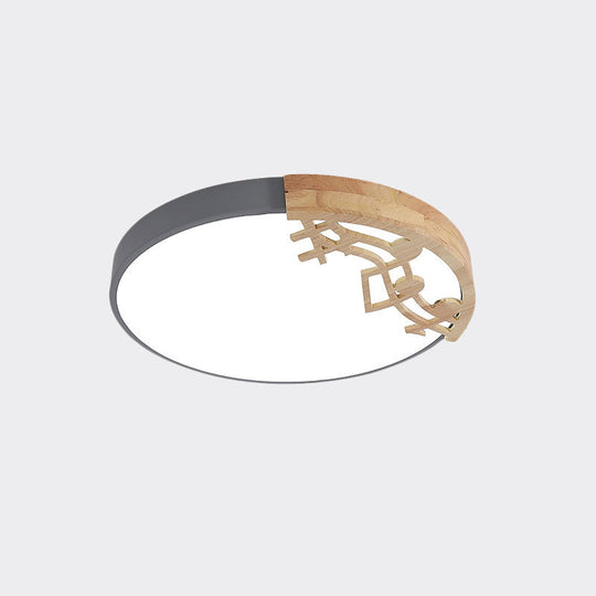 Modern Led Ceiling Lamp With Acrylic Shade: Green/White/Gray Round Flush Light For Bedroom