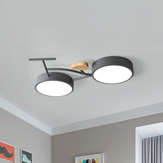 Modern Led Ceiling Light With Creative Bike Acrylic Shade For Bedroom In Gray/White/Green