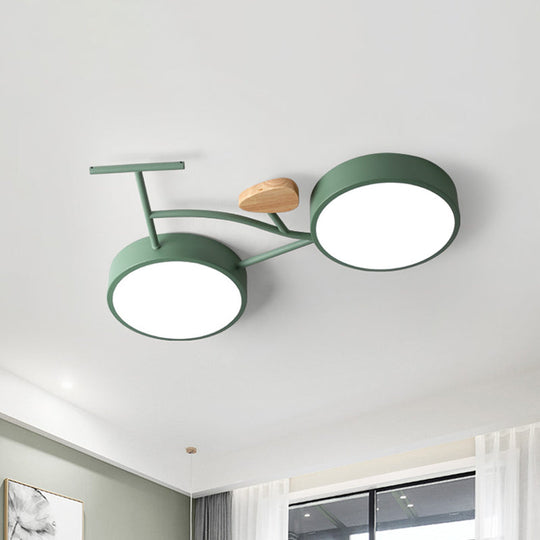 Modern Led Ceiling Light With Creative Bike Acrylic Shade For Bedroom In Gray/White/Green Green