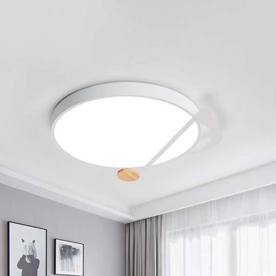Contemporary Drum Led Ceiling Lamp - White/Gray/Green With Music Notes Ideal For Bedroom Lighting