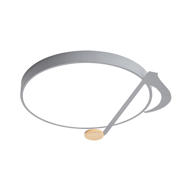 Contemporary Drum Led Ceiling Lamp - White/Gray/Green With Music Notes Ideal For Bedroom Lighting