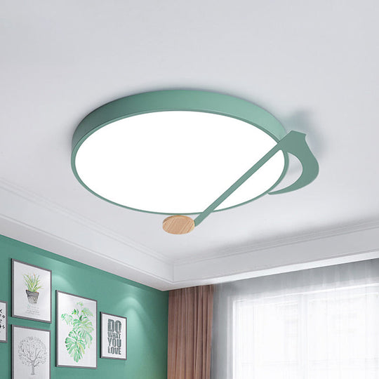 Contemporary Drum Led Ceiling Lamp - White/Gray/Green With Music Notes Ideal For Bedroom Lighting