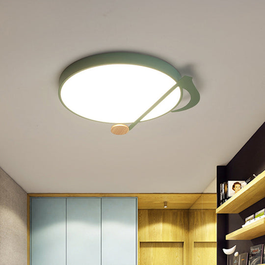 Contemporary Drum Led Ceiling Lamp - White/Gray/Green With Music Notes Ideal For Bedroom Lighting
