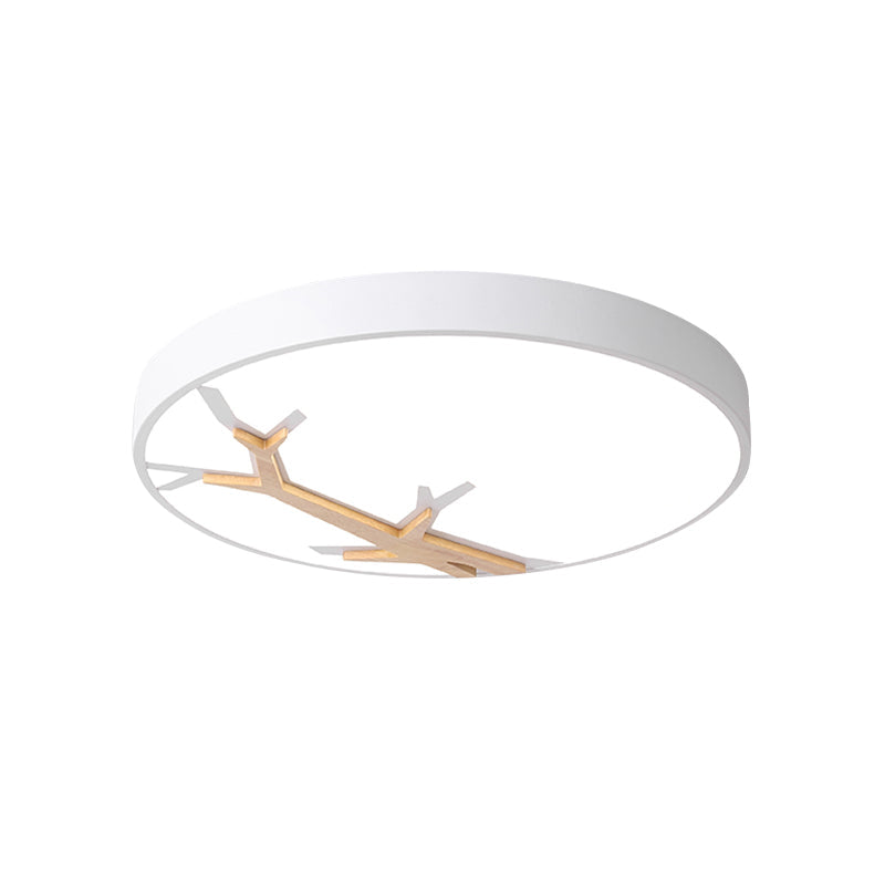 Nordic Iron Flushmount Led Ceiling Light With Withered Branch Pattern In Grey/White/Blue - Wood