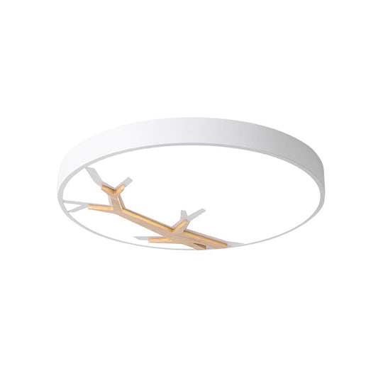 Nordic Iron Flushmount Led Ceiling Light With Withered Branch Pattern In Grey/White/Blue-Wood
