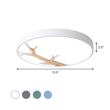 Nordic Iron Flushmount Led Ceiling Light With Withered Branch Pattern In Grey/White/Blue-Wood