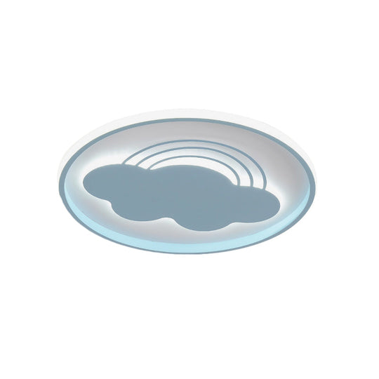 Extra Thin Iron Ceiling Lamp: Cartoon Pink/Blue Led Flush Mount Light For Kindergarten