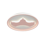 Kid Crown Led Flushmount Light In Pink/Blue - Ultra-Thin Bedroom Ceiling Fixture