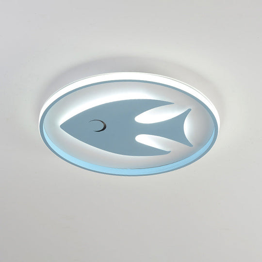 Cartoon Fish/Giraffe Ceiling Light For Nursery - Integrated Led Flushmount Lamp In Pink/Blue Acrylic