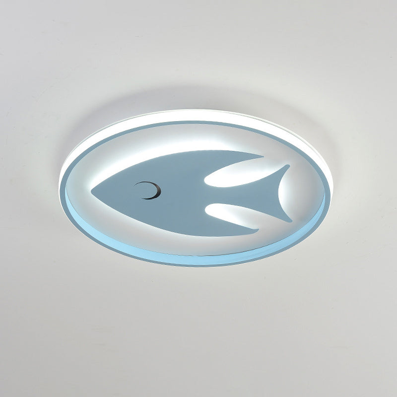 Cartoon Fish/Giraffe Ceiling Light For Nursery - Integrated Led Flushmount Lamp In Pink/Blue Acrylic