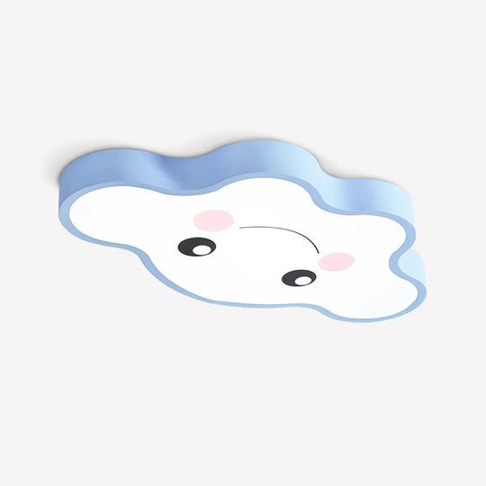 Children’s Led Ceiling Light For Kids Bedroom - Cartoon Smile/Dog Design White/Pink/Blue Flush