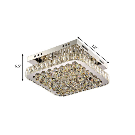 Led Crystal Ball Flush Mount Ceiling Lamp With Minimalist Chrome Design