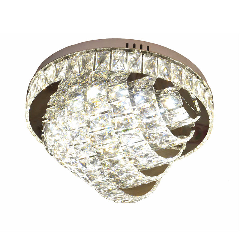 Led Flushmount Crystal Ceiling Lamp - 18’/22’ Simple Style Chrome Finish