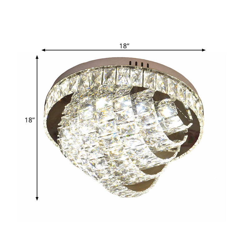 Led Flushmount Crystal Ceiling Lamp - 18’/22’ Simple Style Chrome Finish