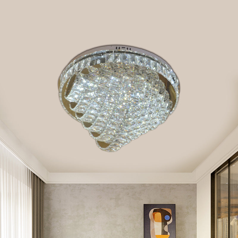 Led Flushmount Crystal Ceiling Lamp - 18/22 Simple Style Chrome Finish