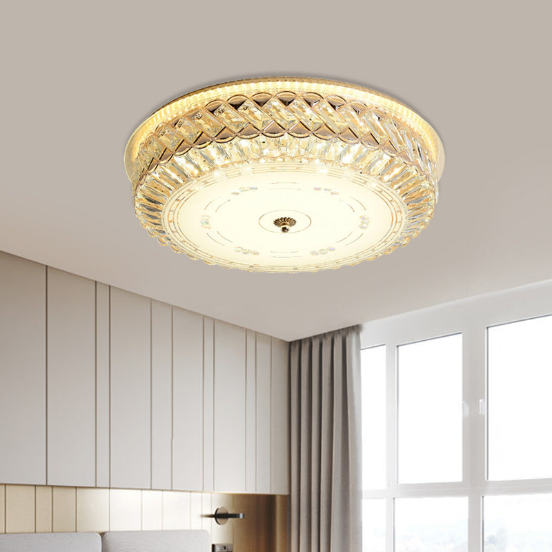 Gold Crystal Led Ceiling Lamp With Diffuser For Simple & Elegant Bedroom Lighting