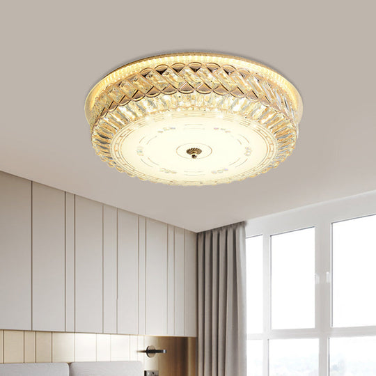 Gold Crystal Led Ceiling Lamp With Diffuser For Simple & Elegant Bedroom Lighting