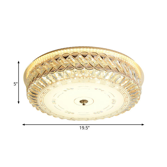 Gold Crystal Led Ceiling Lamp With Diffuser For Simple & Elegant Bedroom Lighting