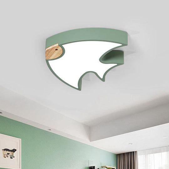 Nordic Led Fish - Shaped Flush Lamp For Bedroom In White/Grey/Pink Acrylic