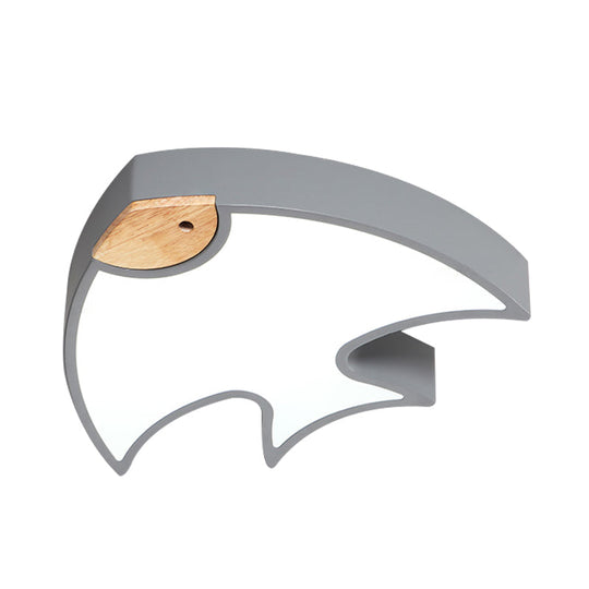 Nordic Led Fish - Shaped Flush Lamp For Bedroom In White/Grey/Pink Acrylic