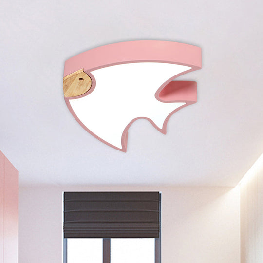 Nordic Led Fish - Shaped Flush Lamp For Bedroom In White/Grey/Pink Acrylic