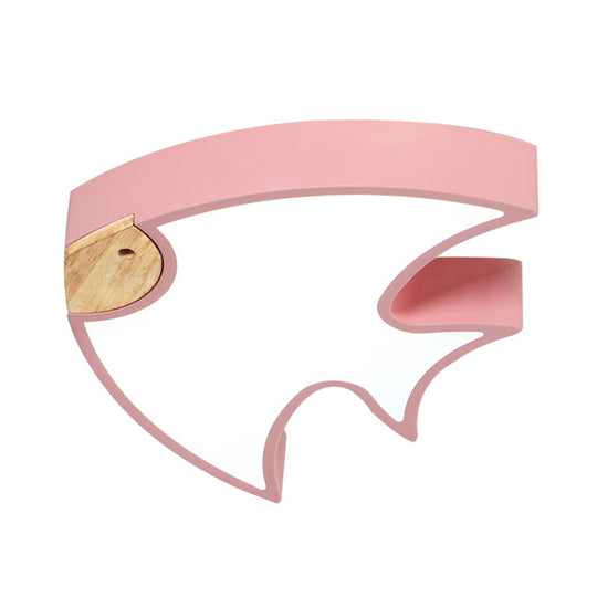 Nordic Led Fish - Shaped Flush Lamp For Bedroom In White/Grey/Pink Acrylic