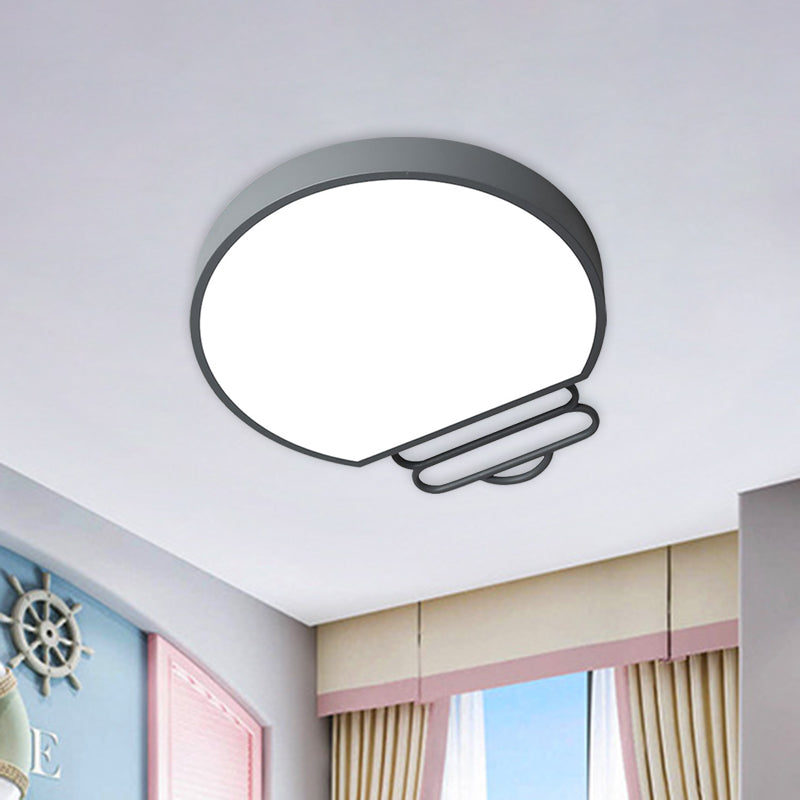 Nordic Led Flush Mount Ceiling Lamp With Acrylic Shade And White/Green/Grey Bulb Shape