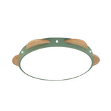 Macaron Flower Flush Mount Led Ceiling Light Fixture - White/Green/Blue And Wood