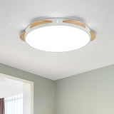 Macaron Flower Flush Mount Led Ceiling Light Fixture - White/Green/Blue And Wood