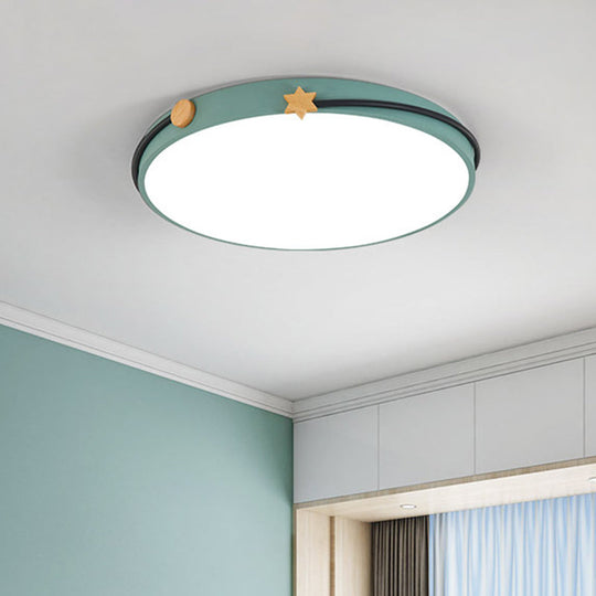 Modern Acrylic Led Ceiling Flush Lamp With Nordic Design In White/Green/Blue Shade For Living Room