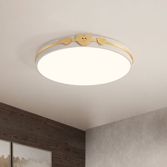 Nordic Circular Flush Lamp: Acrylic Led Bedroom Lighting In Elegant White/Black/Grey With Gold Heart