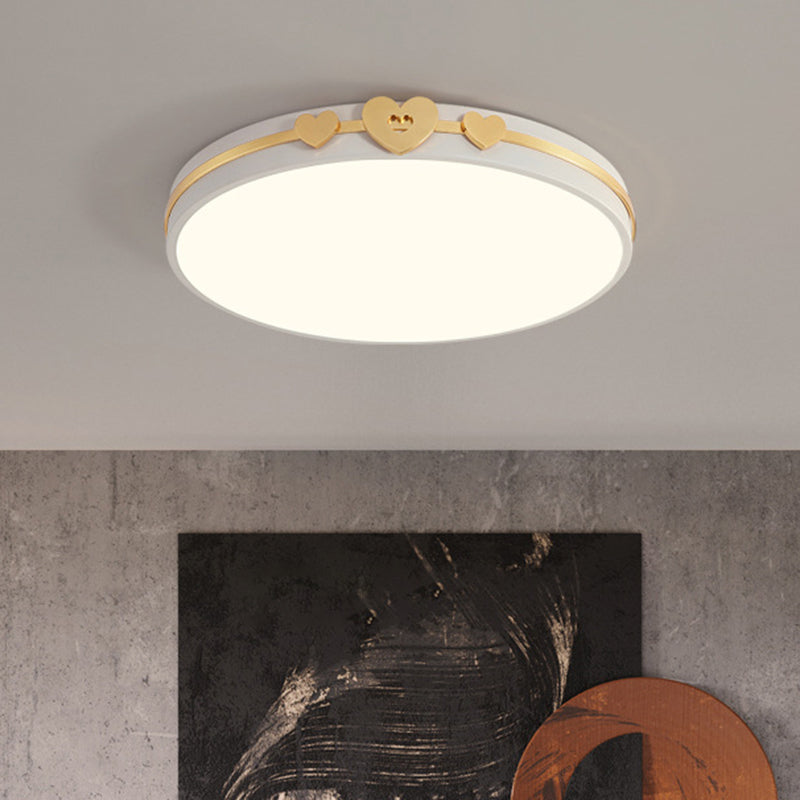Nordic Circular Flush Lamp: Acrylic Led Bedroom Lighting In Elegant White/Black/Grey With Gold Heart