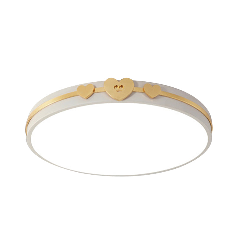 Nordic Circular Flush Lamp: Acrylic Led Bedroom Lighting In Elegant White/Black/Grey With Gold Heart