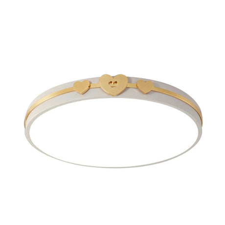 Nordic Circular Flush Lamp: Acrylic Led Bedroom Lighting In Elegant White/Black/Grey With Gold Heart
