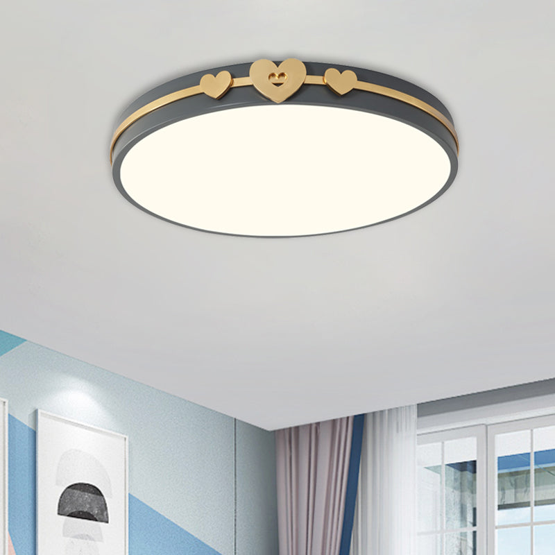 Nordic Circular Flush Lamp: Acrylic Led Bedroom Lighting In Elegant White/Black/Grey With Gold Heart