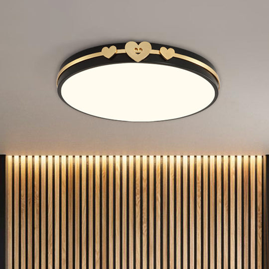 Nordic Circular Flush Lamp: Acrylic Led Bedroom Lighting In Elegant White/Black/Grey With Gold