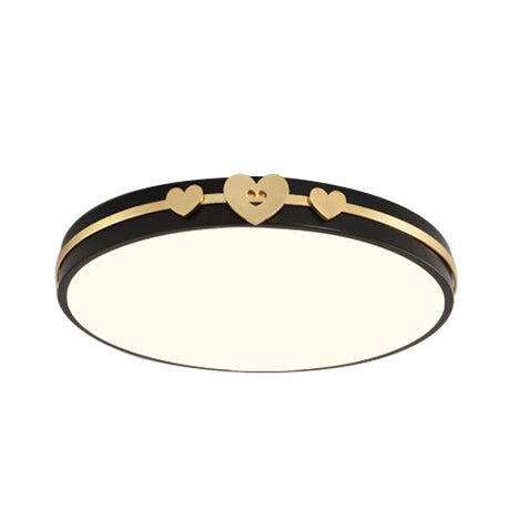 Nordic Circular Flush Lamp: Acrylic Led Bedroom Lighting In Elegant White/Black/Grey With Gold Heart