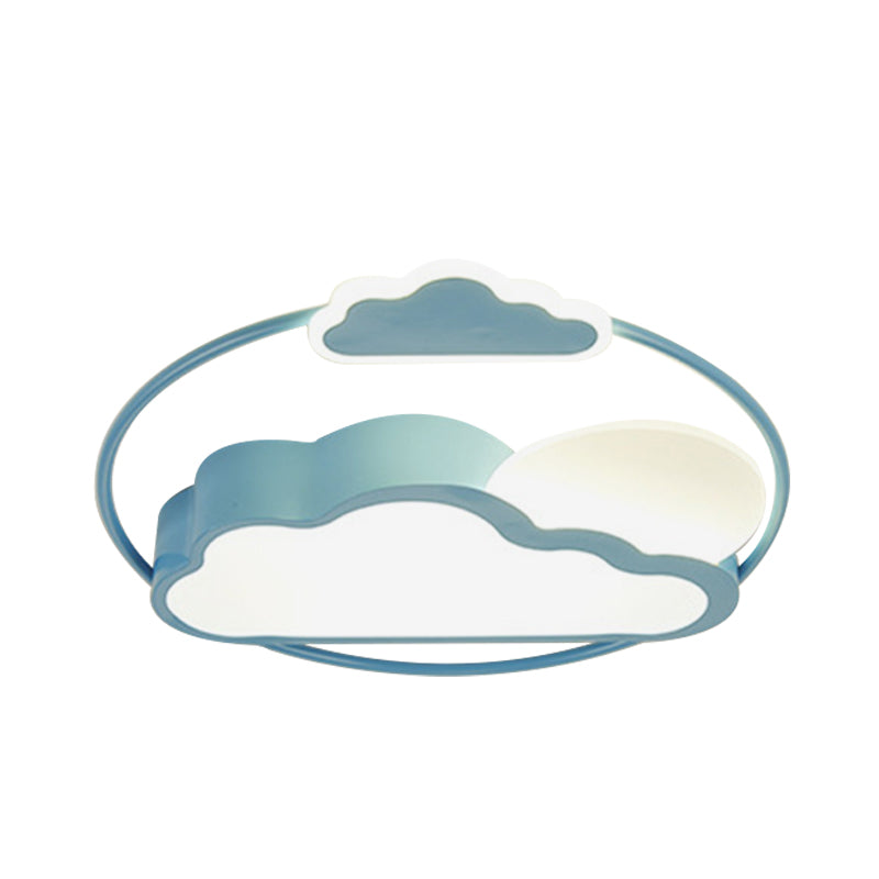 Cloud - Shape Led Flush Mount With Black/Blue Finish & Acrylic Shade - Cartoon Lighting Fixture