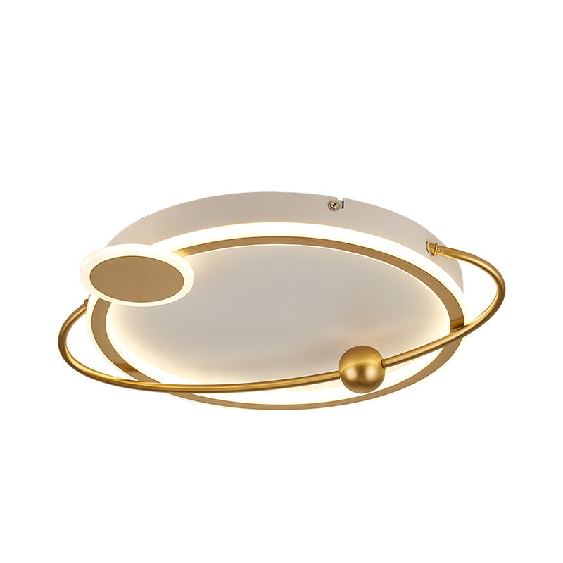 Gold Round Flush Mount Lamp With Starry Sky Design Led Acrylic Fixture In White/Warm Light