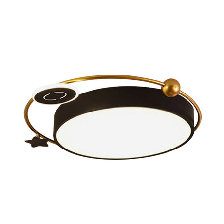 Nordic Acrylic Led Flush Mount With Cloud Sun And Moon Design In Black/Gold For Bedroom Lighting