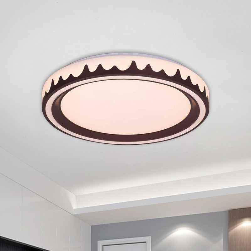 Modern Led Flush Mount Light With White/Gold/Coffee Circle Design For Living Room Coffee