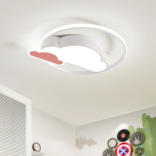 Cloud Shaped Led Nordic Flush Mount Ceiling Lamp In White/Pink For Bedroom White