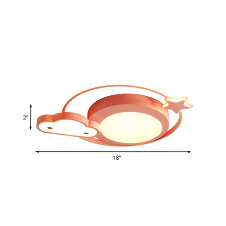 Cartoon Nebula Flush Lighting Led Ceiling Mount Fixture In Pink With White/Warm Light