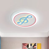 Modern Led Acrylic Flush Light - Blue Music Note Shaped Ceiling Lamp In White/Warm