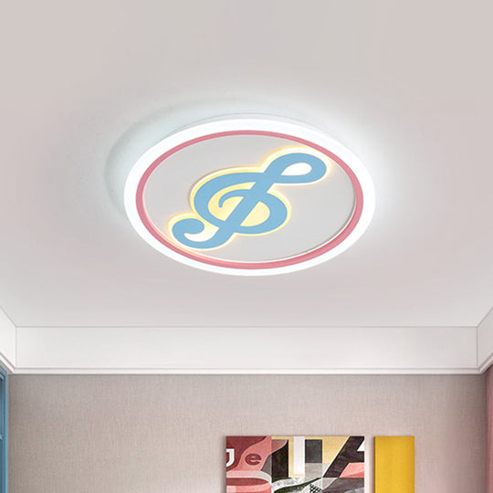 Modern Led Acrylic Flush Light - Blue Music Note Shaped Ceiling Lamp In White/Warm